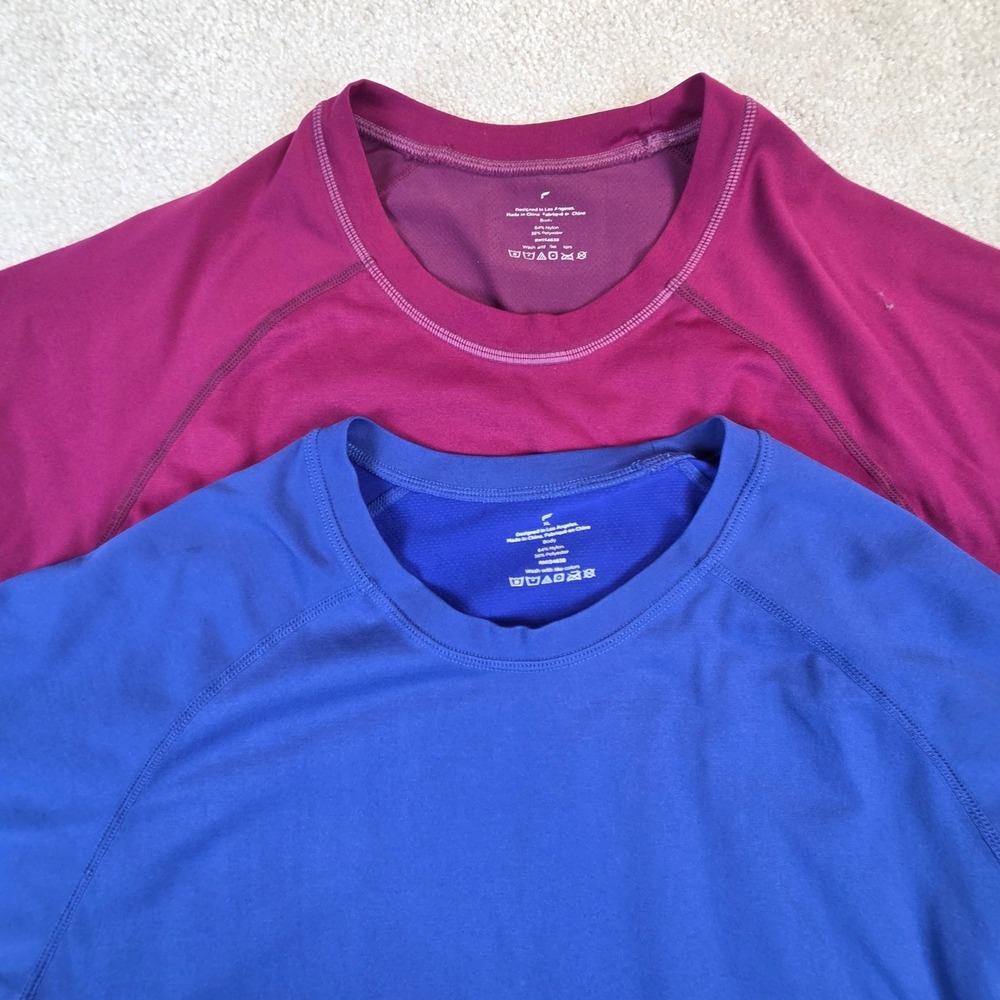 Fabletics Mens Athletic Shirts Lot of 2 XL Blue Magenta Short Sleeve Workout Gym